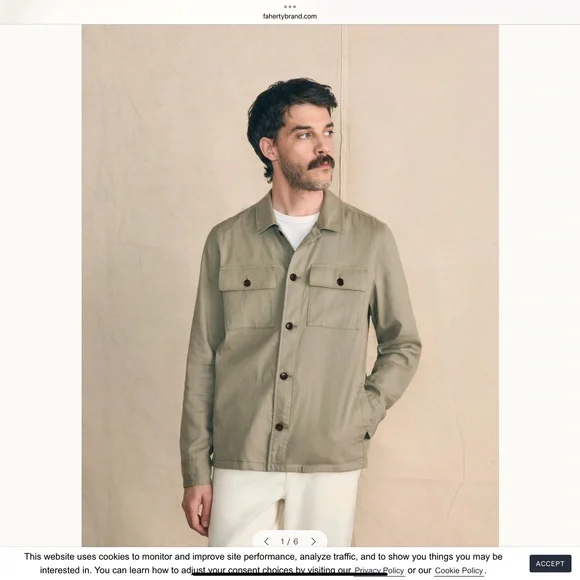 Faherty Movement Flex Linen Shirt Jacket Olive Isle